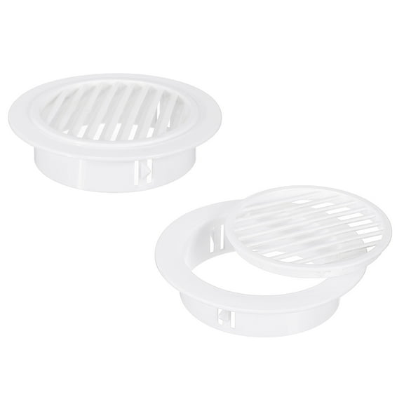 Round Air Vent 5" (120mm), ABS Vent Cover Louver Grille Vent for Bathroom Office Kitchen Bedroom, White, 2 Pack