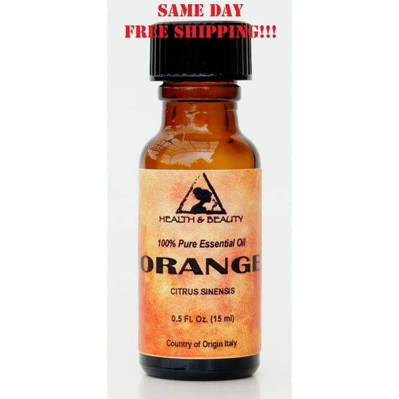ORANGE ESSENTIAL OIL ORGANIC AROMATHERAPY 100% PURE GLASS BOTTLE 0.5 OZ, 15 ml