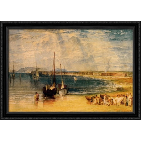 Weymouth, Dorsetshire 40x28 Large Black Ornate Wood Framed Canvas Art by Joseph Mallord William Turner