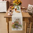 thumbnail image 2 of Spring Flowers Table Runner - 72 Inch Long Cute Rabbits Tulips Sunflowers Daisy Vintage Cotton and Linen Blended Dress Scarves Farmhouse Table Runner for Kitchen Dining, Coffee Table, 13" x 72", 2 of 8