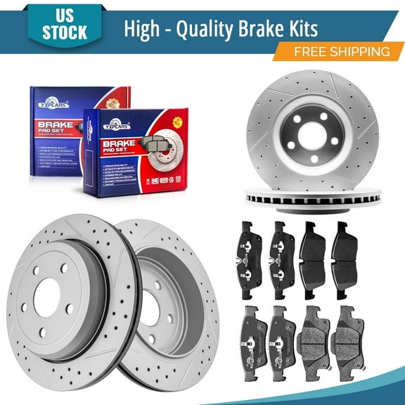 YXPCARS 12PCS Brake Kits, Front and Rear Drilled & Slotted Brake Rotors Ceramic Brake Pads Kit for Dodge Durango Jeep Grand Cherokee (780870 780869 1455 1498)