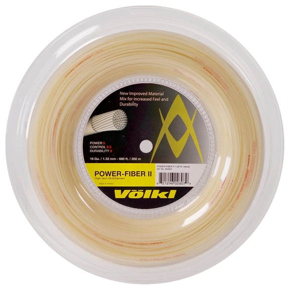 VOLKL Power Fiber II | Tennis Racquet String | Power & Spin | Shock & Vibration Reduction (Natural, 16 gauge, Reel)