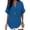 Blue, variant on Relaxed Oversized Cotton Linen Blend Summer Tops, Notch V Neck Raglan Short Sleeve Lightweight All-Match Daily Vacation Casual Shirt Navy L