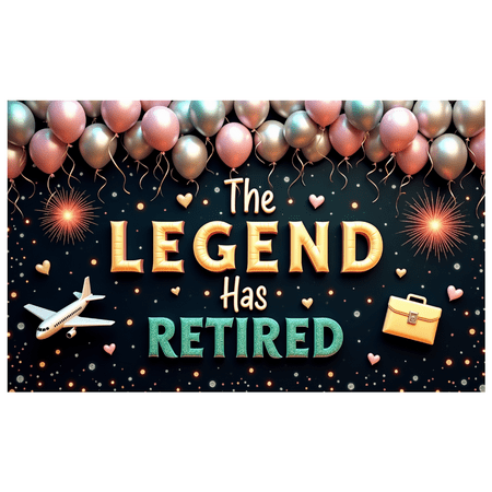 Balloon Design Retirement Banner Decorative Airplane Celebration for Office Party Indoor Decoration Retirement Celebration Event