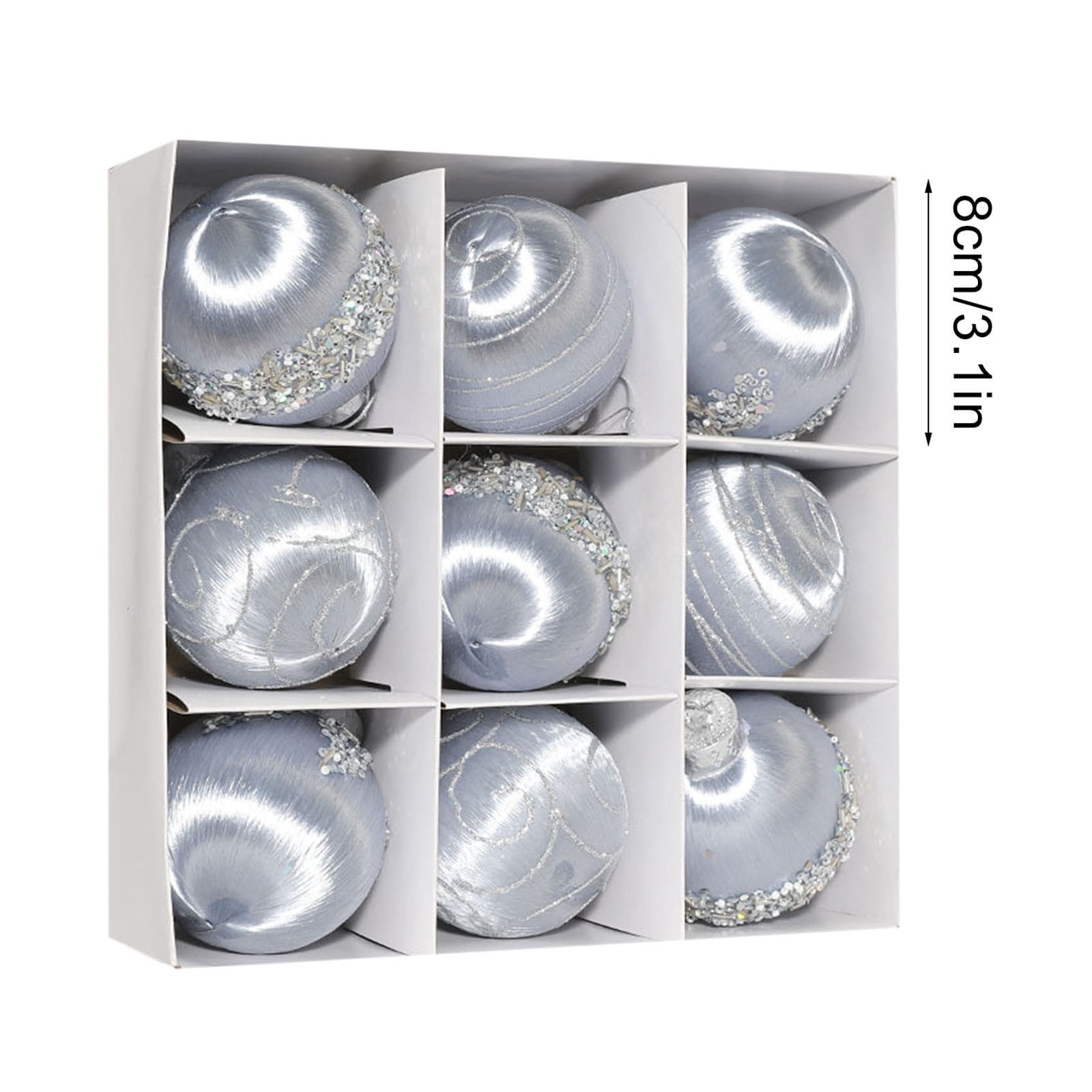 Lot De 6 Boules De Noël En Fil De Soie Et Mousse - Diamètre 6 Ou 8cm, Avec Crochet, Décoration Sapin Et Mariage