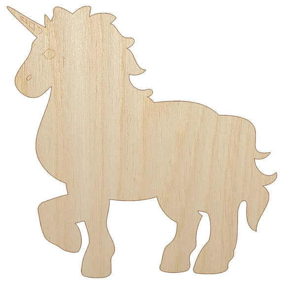 Elegant Majestic Mythical Unicorn Wood Shape Unfinished Piece Cutout Craft DIY Projects - 4.70 Inch Size - 1/8 Inch Thick