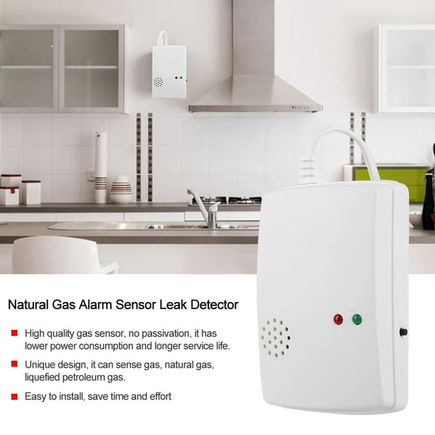 Sensor de alarma de gas, Sensor de alarma de gas natural Sensor de alarma de seguridad para el hogar Detector de fugas de gas Diseño a prueba de futuro