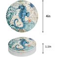 thumbnail image 1 of RYLABLUE Nautical Theme Seahorse Set of 4 Round Coaster for Drinks, Absorbent Ceramic Stone Coasters Cup Mat with Cork Base for Home Kitchen Room Coffee Table Bar Decor, 1 of 5