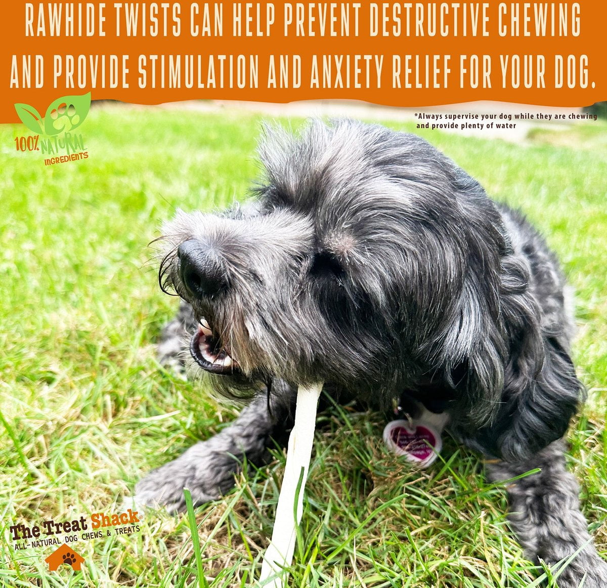 5" Premium Rawhide Twists Dog Treats, 50 count