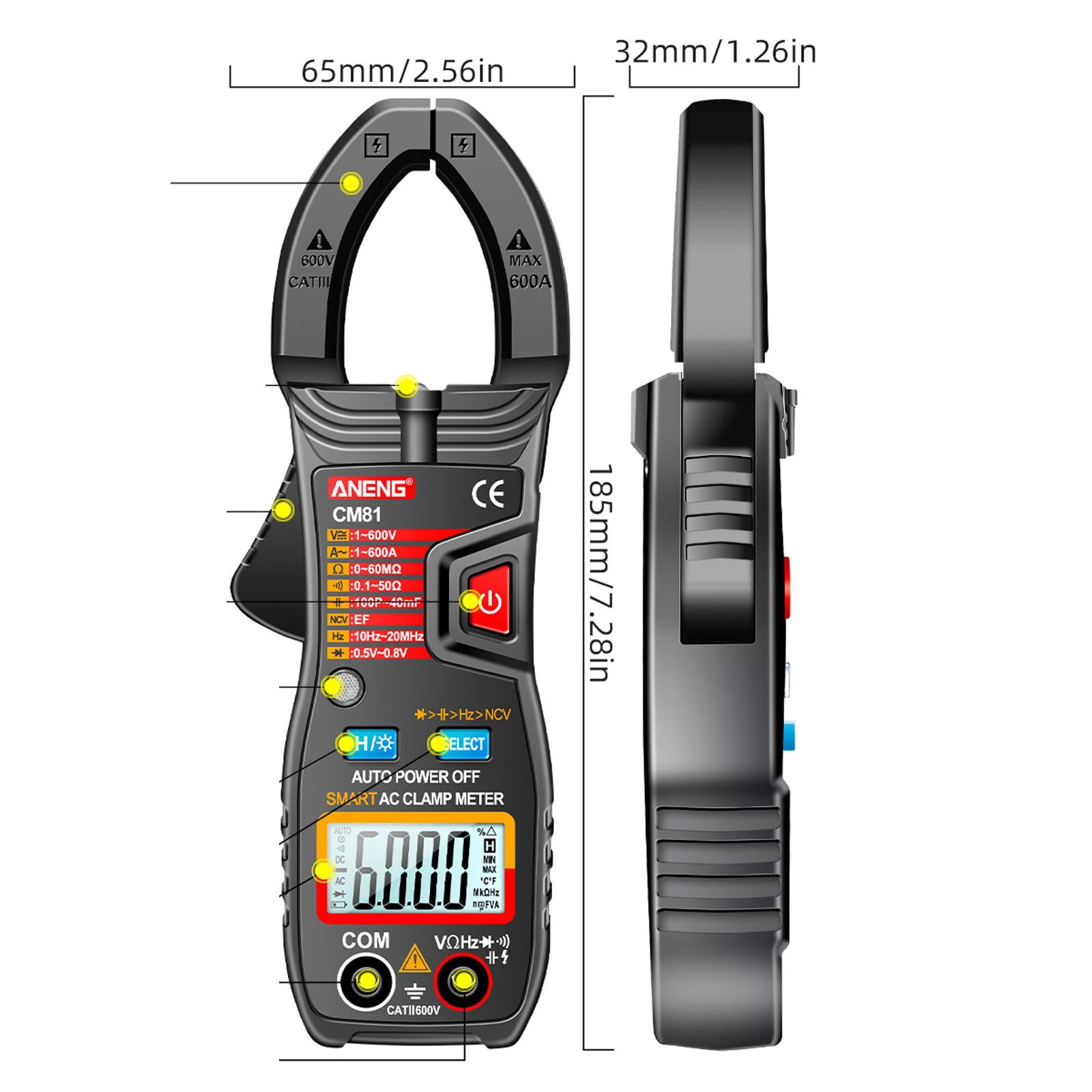 funtasica Clamp Multimeter, Premium Digital Clamp Meter Current Professional Multipurpose Voltages Tester 6000 Count for Home Appliance