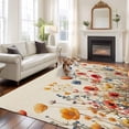 thumbnail image 3 of Yellow Red Blue Spring Floral Area Rug 6x9 FT,Non Slip Living Room Throw Carpet,Watercolor Botanical Summer Flowers Washable Soft Large Floor Carpet Non-Shedding Rug for Bedroom Dining Room Play Room, 3 of 9