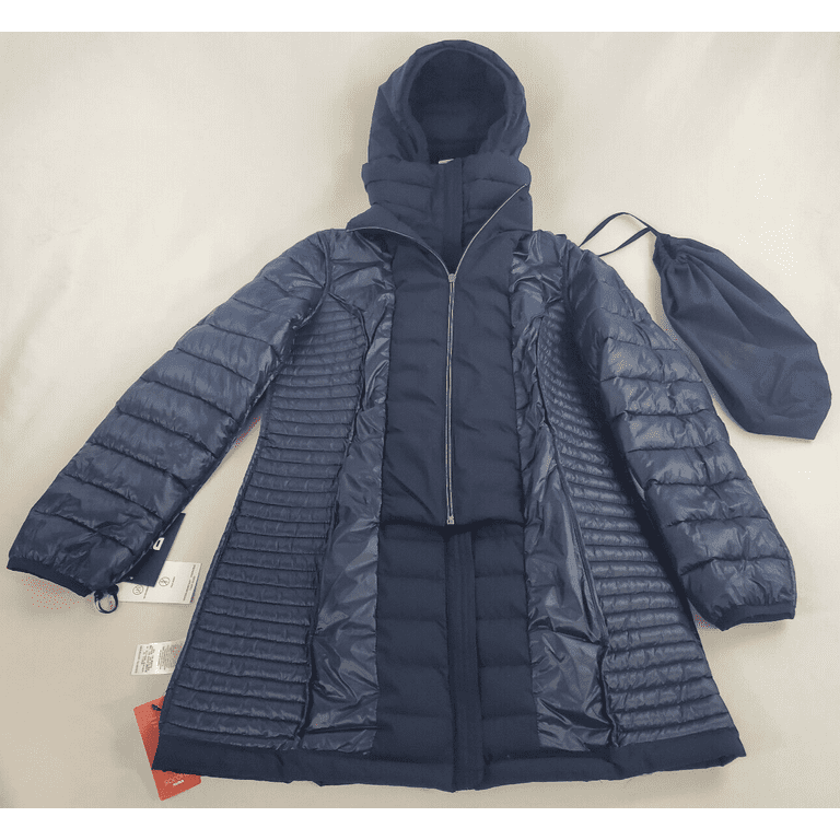 new DKNY women coat DL2MP299 navy water resistant faux down packable S $250