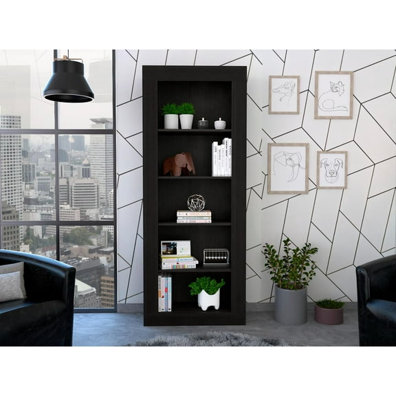 Andina Bookcase, Vertical Design, Five Shelves Black