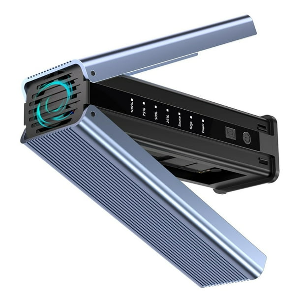 Duplicador NVMe M.2 con Ventilador de Refrigeración, Gabinete Clon Sin Conexión de Doble Bahía de 8 TB, Gabinete de Discos Duros M.2 SSD M Key de 10 Gbps