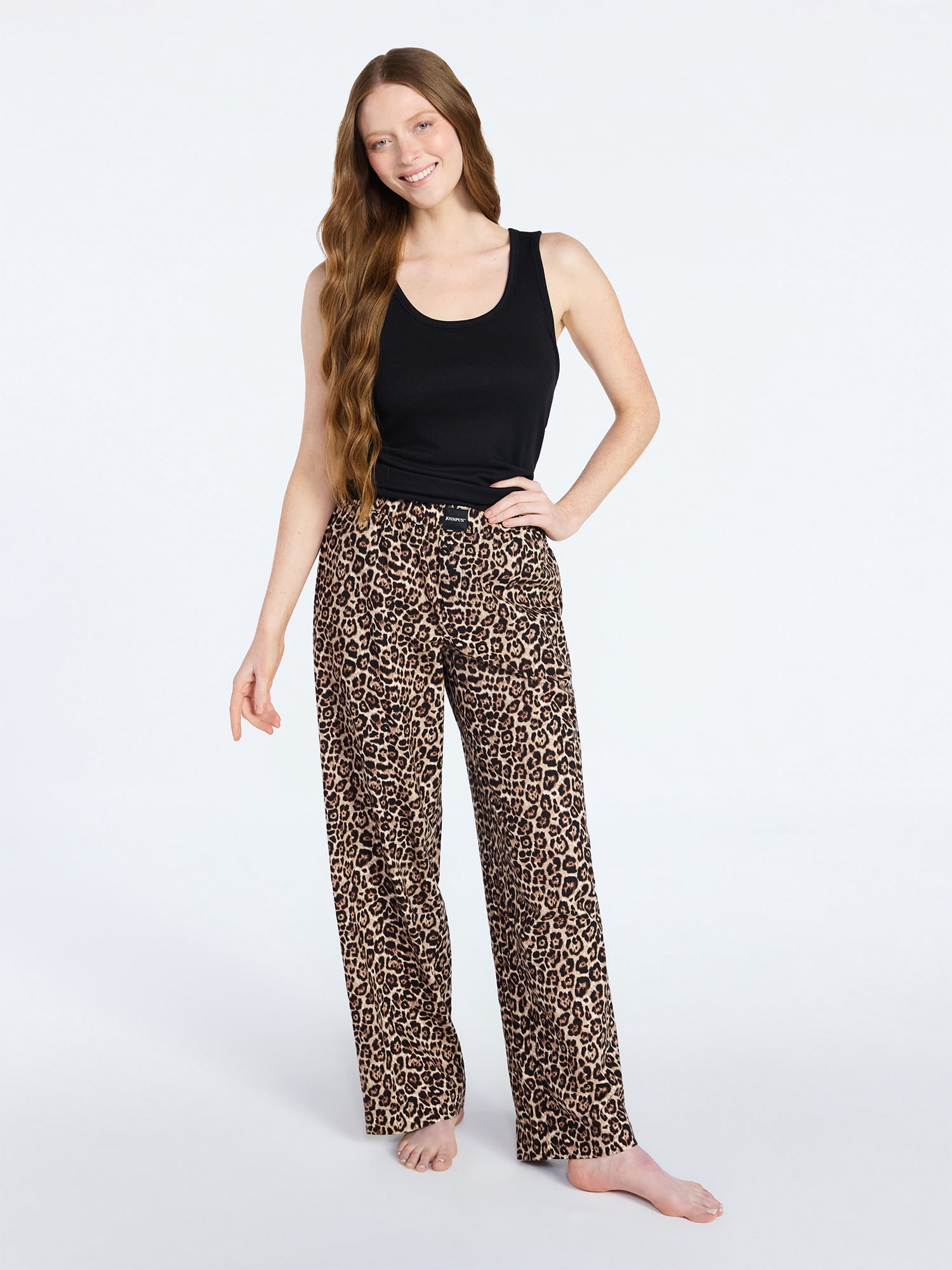 Joyspun Women's Poplin Sleep Pants, 30'' Inseam, Sizes XS-3X