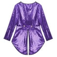 thumbnail image 6 of TiaoBug Woman's Magician Costume Tailcoat Tuxedo Jacket Sequins Long Sleeve Coat Circus Blazer Purple S, 6 of 7