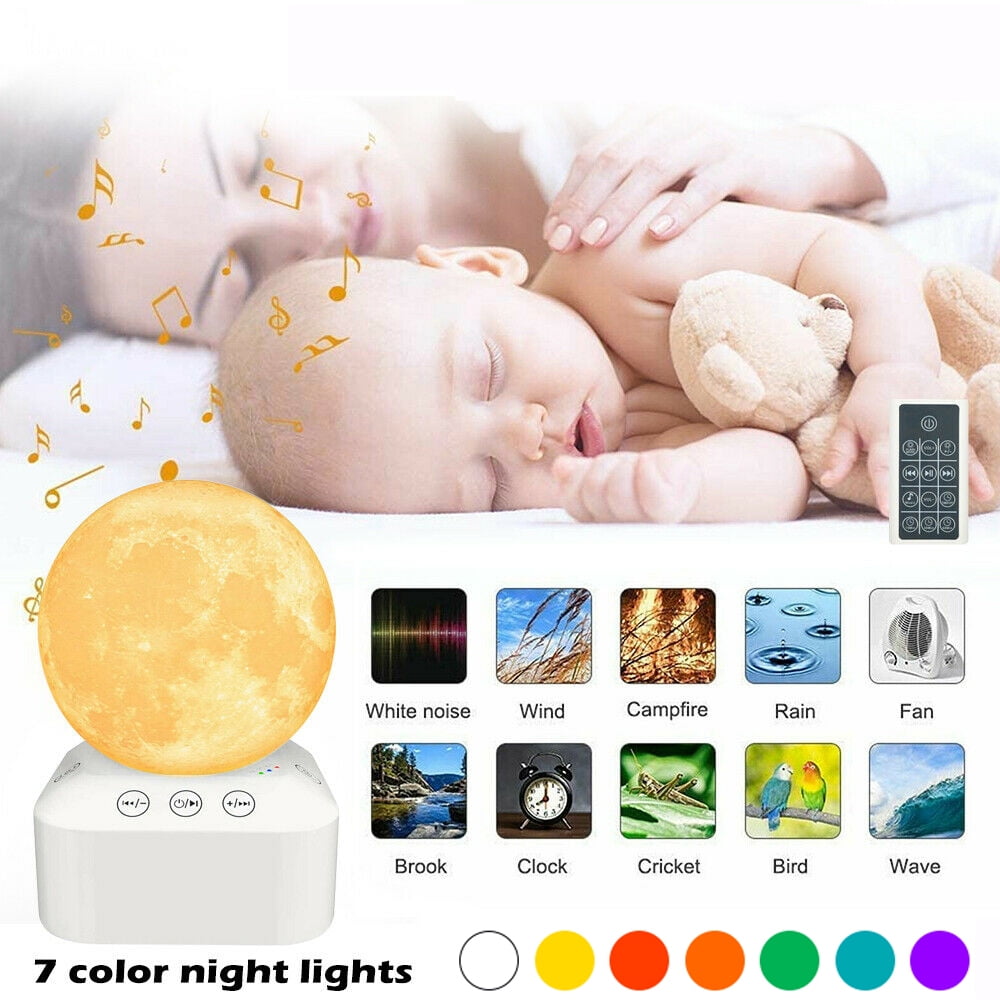 ALING D Moon Lamp Night Lights White Noise Sound Machine 7 Colors Moon Light Baby Sleep Sound Machine Baby Sleep Therapy Nature Relax White Noise for Kids Sleeping