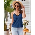 thumbnail image 5 of Ekouaer Pajama Sets for Women Lingerie Sleepwear 2 Piece Cami Split Short Set V Neck Lace Summer Pjs, 5 of 6