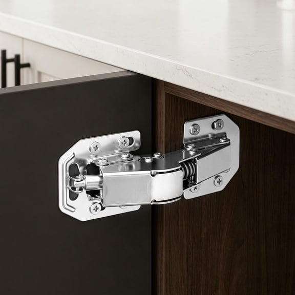 90 Degree Soft Close Cabinet Door Hinges, 4.4" Electroplated Stainless Steel Surface Mount Hardware with 64 Screws, 8 Pack