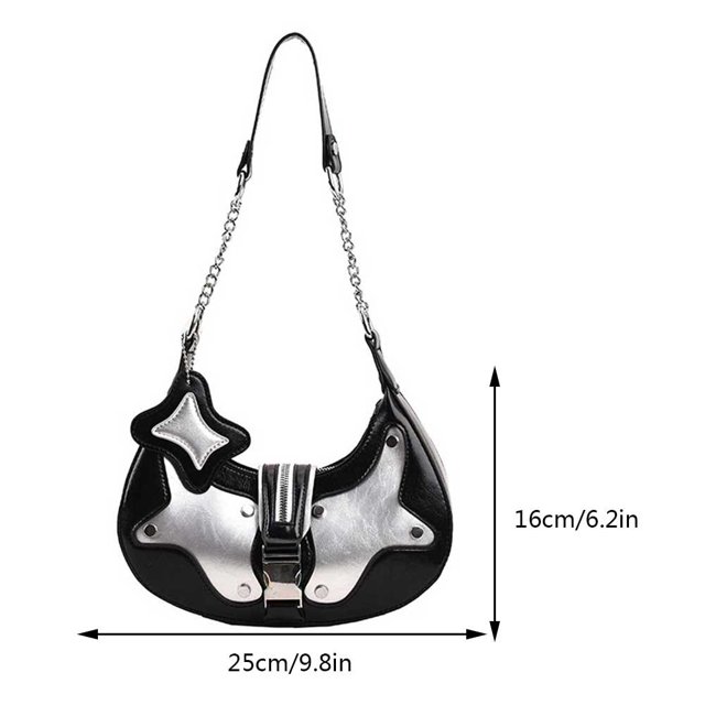 Y2K-Bolso de hombro con remaches de cuero PU Retro para mujer, bolso de axila, bolso de hombro de Color de contraste de moda, bolsos con cremallera y Asa superior Fivean unisex