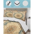 thumbnail image 4 of Quilts Twin Size, Brown Teal Floral Soft Comforter Bedding Set for Bed, Vintage Botanical Ethnic Boho Lightweight Quilted Bedspread with Pillow Cover(2 Pieces) for All Season, 68x86 Inch, 4 of 6