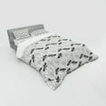 thumbnail image 3 of Flower Duvet Cover Set, Design Floral Pattern with Plantain Greyscale Print, Bedding Set with Shams and Fitted Sheet, 3 Sizes, by Ambesonne, 3 of 3