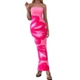thumbnail image 2 of Women Summer Strapless Maxi Dress Bodycon Floral Long Wedding Guest Dress Formal Cocktail Dresses Pink XL (Wedding Guest Dresses Summer), 2 of 9