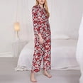 thumbnail image 3 of Yiaed Red Hawthorn Print Pajamas Women's Long Sleeve Sleepwear Soft Button Down Loungewear Pjs Lounge Set Nightwear Womens Pajama Pants-XX-Large, 3 of 7