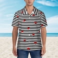 thumbnail image 2 of Honeii Ladybugs on Black and White Striped Print Men’s Hawaiian Shirt,Classic Button-Down Short Sleeve Shirt, for Beach, Vacation, and Outdoor Activities,Large, 2 of 7