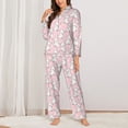 thumbnail image 2 of Pofeuu Cute Rabbit Print Womens Pajamas Set Long Sleeve Sleepwear Button Down Nightwear Soft Pj Lounge Sets Button Down Pajamas Women-Medium, 2 of 7