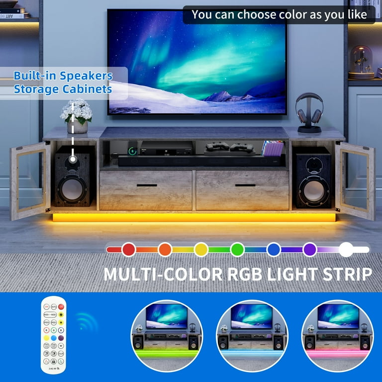 Uforic Large TV Stand w/Power Outlets for 70 inch TV, LED