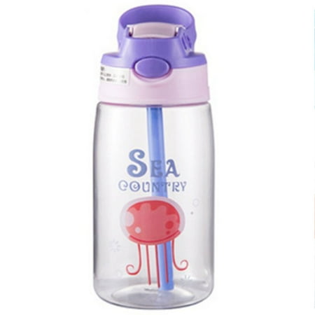 

Kids Cartoon Water Bottle BPA Free One Click Open Flip Top Bottle for Women Teen Purple 480ml Ocean