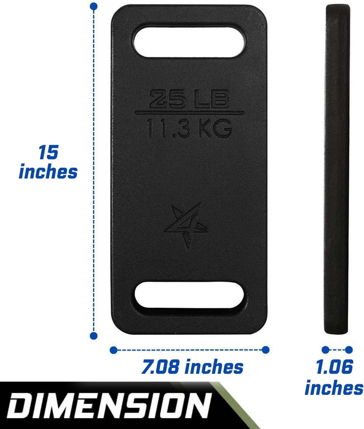 Yes4All Cast Iron Ruck Weight, Weighted Plate for Rucking, Swings, Squat, Strength Training, Fitness Workout, and Home Exercises - 25LBS