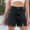 thumbnail image 2 of zbxnLI Jean Shorts for Women High Waisted Split Denim Shorts Pull on Short Jeans Fashion Clothes, 2 of 7