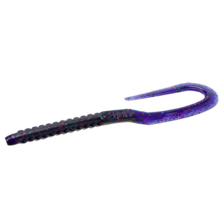 Zoom U-Tale Worm Freshwater Fishing Soft Bait, Junebug Red, 6 3/4