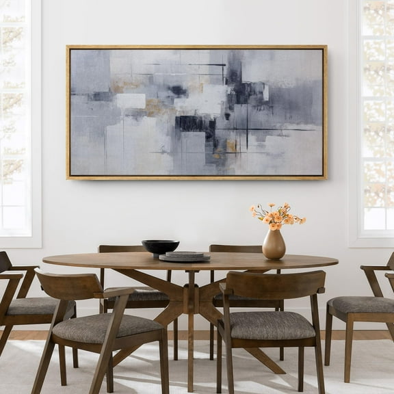 IDEA4WALL Extra Large Framed Canvas Print Wall Art Industrial Style Dark Brushstrokes Fine Art Antique Wall Decorative Abstract Pastel Illustrations Painting Artwork for Rooms - 60"x30"