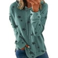 thumbnail image 1 of Jsaierl Women's Star Print Long Sleeve Hoodies Pullover Fall Round Neck Drawstring Sweatshirt Casual Solid Color Loose Fit Tops, 1 of 4