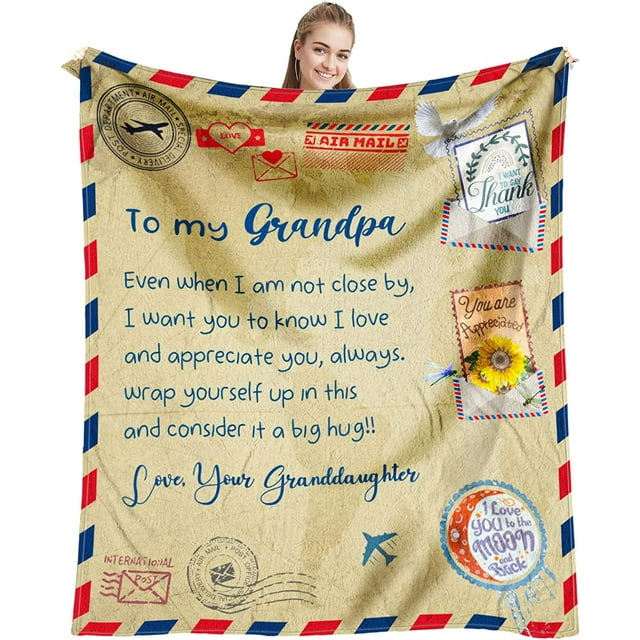 LHSHID Fathers Day Grandpa Gifts from Granddaughter Birthday Gifts for Grandpa from Granddaughter Best Gift for Grandfather from Granddaughter Father's Day Grandpa Gift Ideas Throw Blanket 40x50in