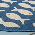 thumbnail image 3 of SAFAVIEH Courtyard Tranter Fishes Indoor/Outdoor Area Rug, Navy/Beige, 4' x 4' Round, 3 of 10