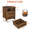 thumbnail image 3 of Farmhouse Nightstand with Charging Station, 18" Bedside Table with Drawer & Storage Cabinet, Brown End Table, Set of 1, 3 of 10