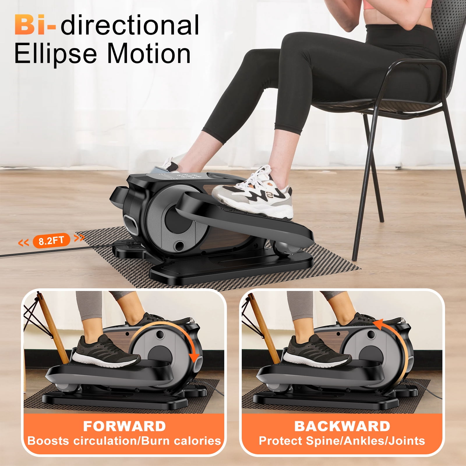 Funslim Under Desk Elliptical Machine, Leg Exerciser While Sitting for Seniors, Quiet Portable Electric Seated Pedal Exerciser,Fully Assembled with Remote Control & 12 Adjustable Speeds