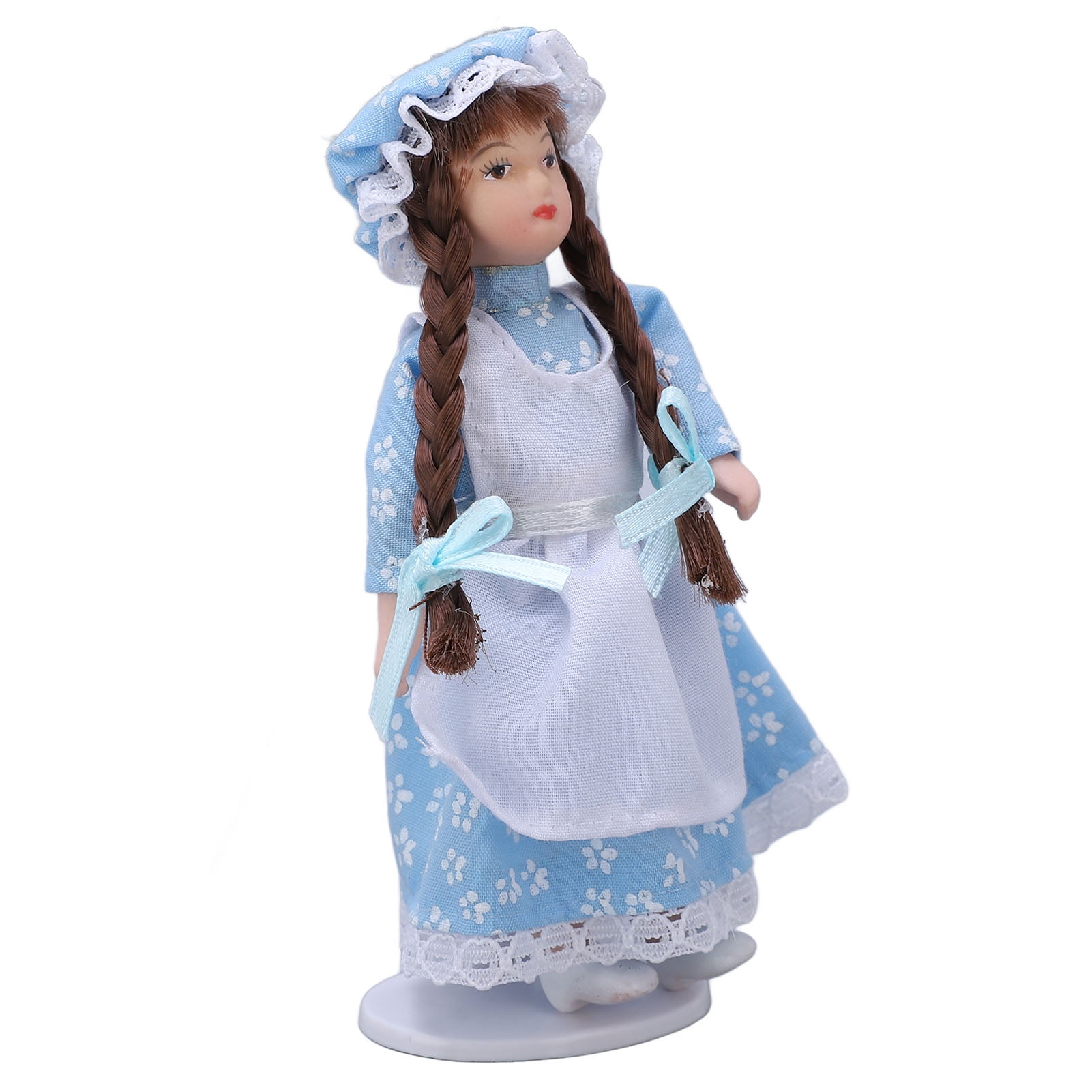 Dollhouse Doll, Dollhouse Girl Figures Ceramic Girl In Blue With Hood