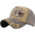 thumbnail image 1 of Gorra de béisbol para hombre con bordado vintage de tiburones, gorra de mezclilla lavada para mujer, sombrero de algodón para el sol, tamaño ajustable, 1 of 5