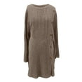 thumbnail image 4 of Ediodpoh Women Long Sleeved Dress with Belted Pocket Stylish Sweater Dress for Fall and Winter Fashion Grey L, 4 of 4