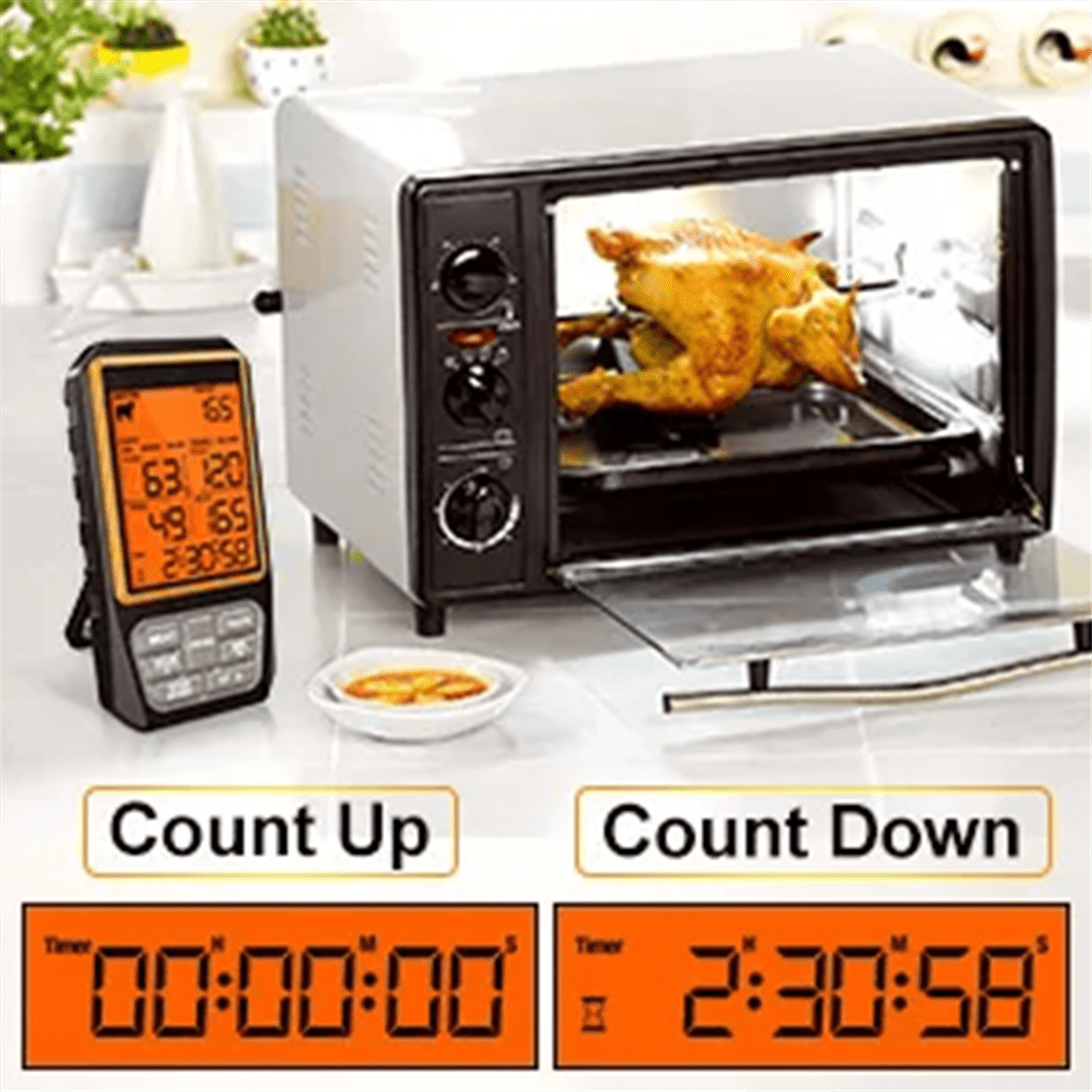 328Ft Wireless Meat Thermometer for Grilling Smoker BBQ Oven Digital Food Kitchen Thermometer with 4 Probes Alarm