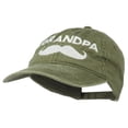 thumbnail image 2 of Grandpa Mustache Embroidered Washed Pigment Dyed Cap - Olive OSFM, 2 of 5