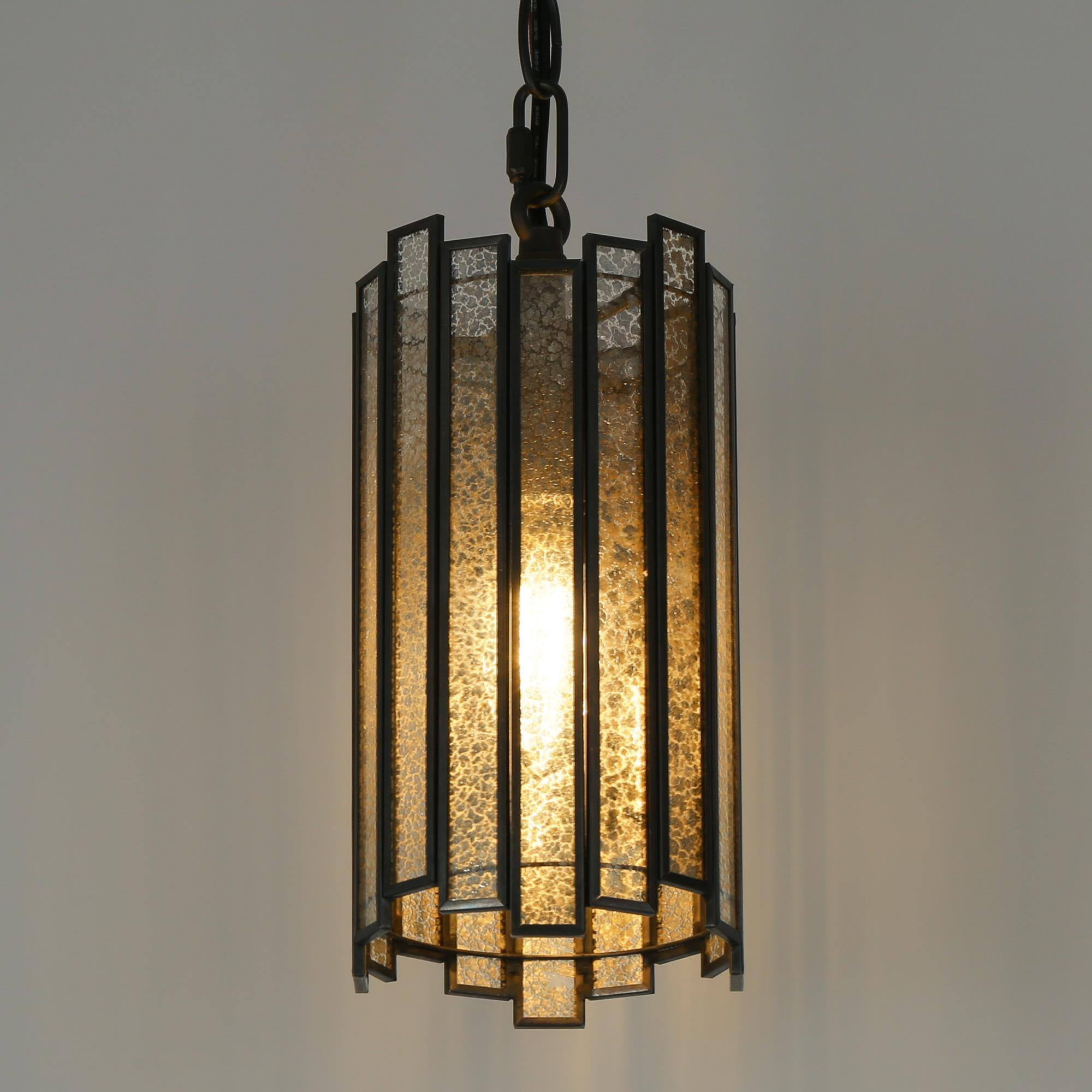 LNC 1-Light Black Pendant Light, Colored Glass-Cylinder