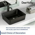 thumbnail image 4 of DeerValley DV-2V031 Matte Black Bathroom Vessel Sink Above Counter Rectangular Countertop Sink for Cabinet Lavatory Vanity (17.75'' L x 14.76'' W x 5.5'' H), 4 of 8