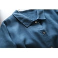 thumbnail image 3 of Ladies Button Down Long Shirt Dress Cotton Linen Plain Casual 3/4 Sleeve Collared Summer Midi Dresses with Belt (Medium, Navy), 3 of 4