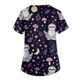 thumbnail image 6 of Kixjoy Scrubs for Women Tops Oversized Short Sleeve V Neck Nurse Scrubs Animal Printed Stretchy Medical Shirt Casual Lightweight Womens Uniform Tops with Pockets, Purple M, 6 of 6